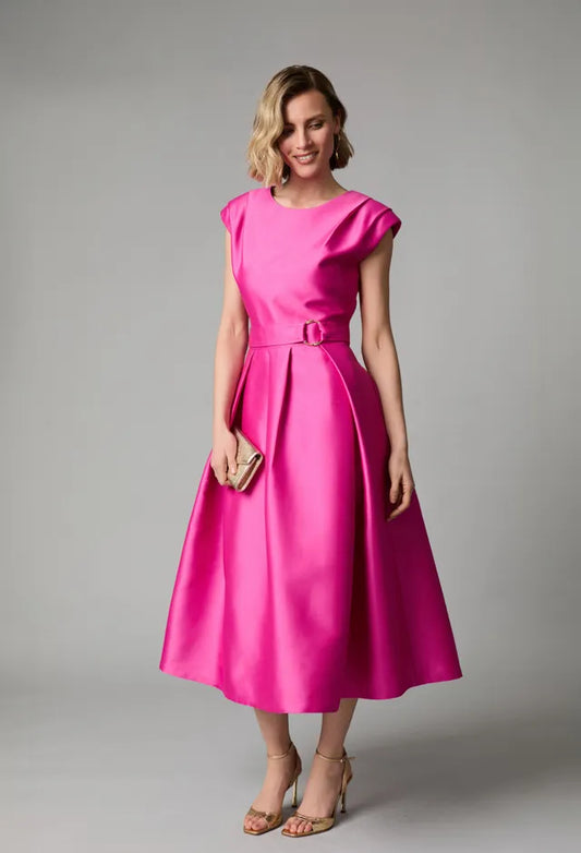 Fee G Magenta Pleated Shoulder Dress