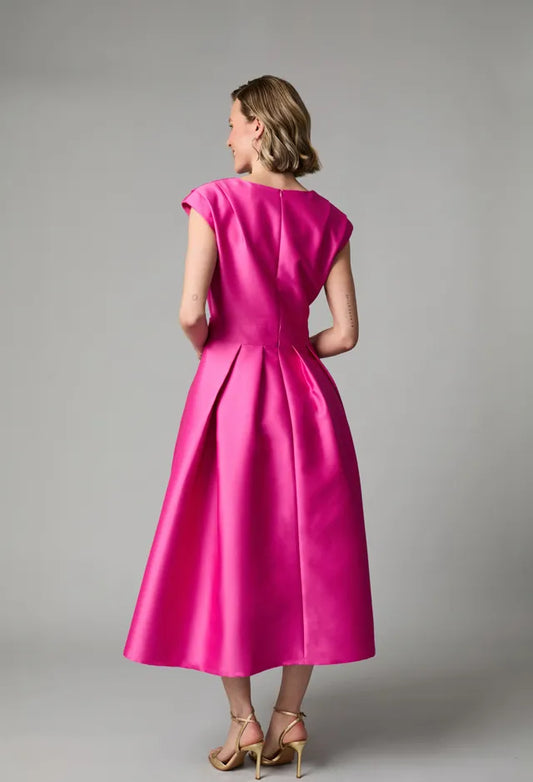 Fee G Magenta Pleated Shoulder Dress