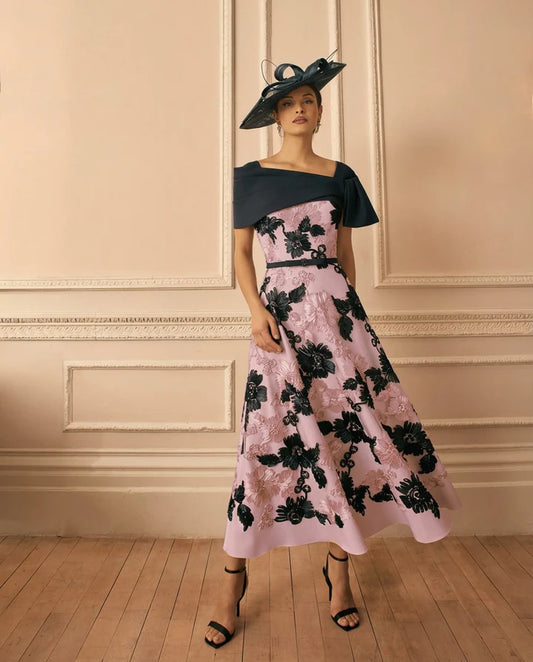 Veni Infantino Navy/Blush Two-Piece Dress & Cropped Jacket