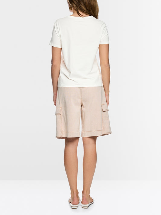 Marc Cain Off-White Cotton T-Shirt with Jellyfish Motif