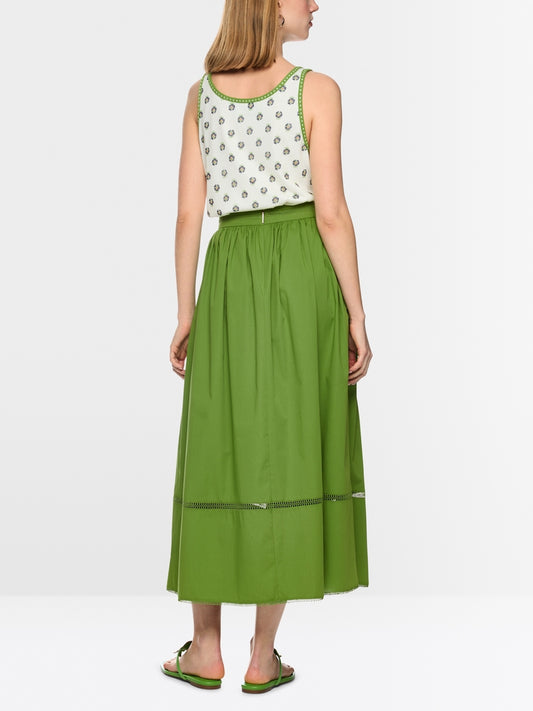 Marc Cain Green Flared Maxi Skirt with Lace AC71.28 W50