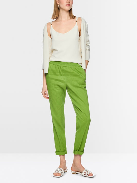 Marc Cain Green Rhodos Linen Blend Relaxed Fit Trousers
