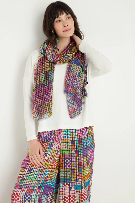 Sahara Multi-Coloured Glass Tiles Scarf AHA6761-CGT