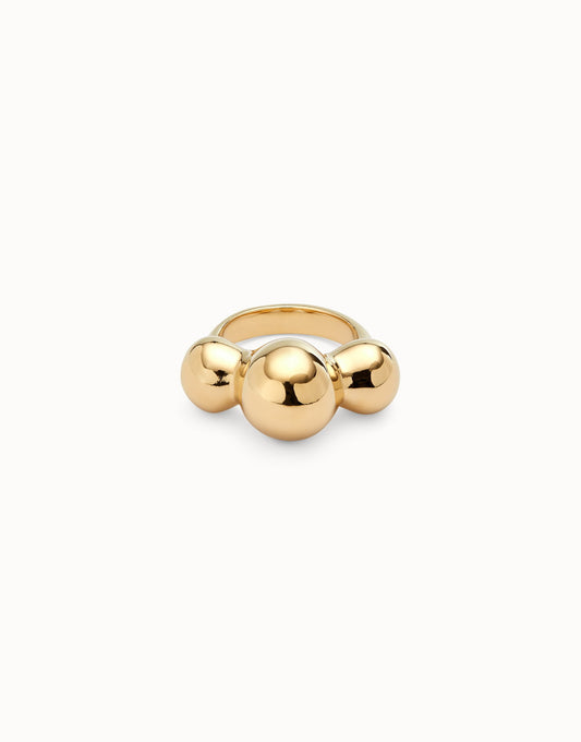 Uno de 50 Gold Ring with Three Central Beads ANI0844