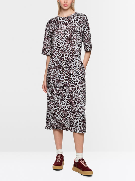 Marc Cain Sports Maroon Leopard Print Midi Dress AS21.12 J16