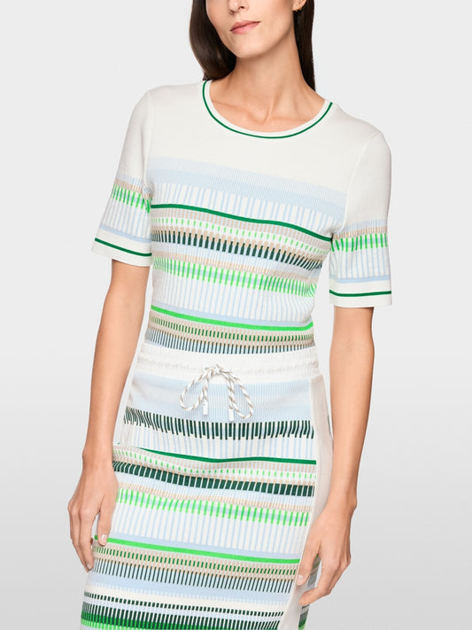 Marc Cain Sports Sky Blue Short Sleeve Fine-knit Jacquard Sweater AS41.12 M17