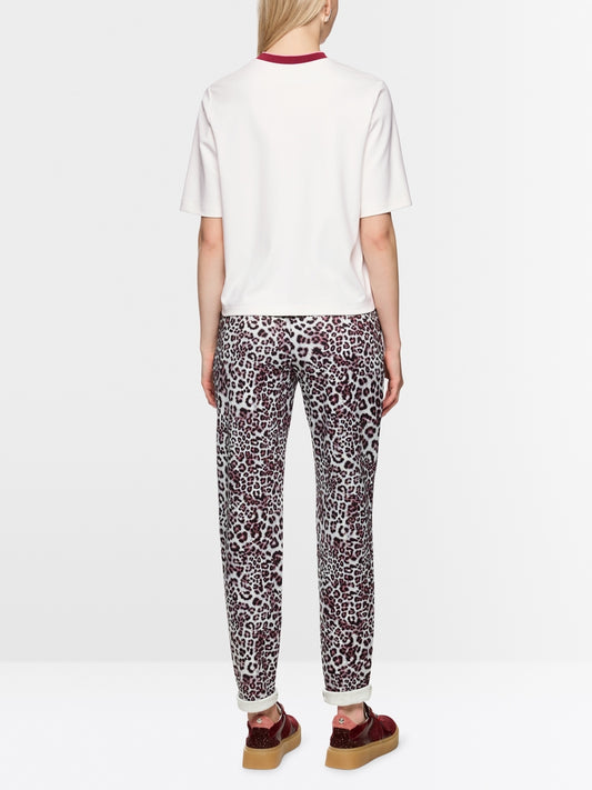 Marc Cain Sports Off White Classic Crew Neck T-Shirt with Cherry Detail AS48.03 J54