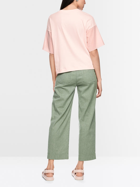 Marc Cain Sports Rose Pink Short Sleeve T-Shirt with Ruffle Trims AS48.44 J56