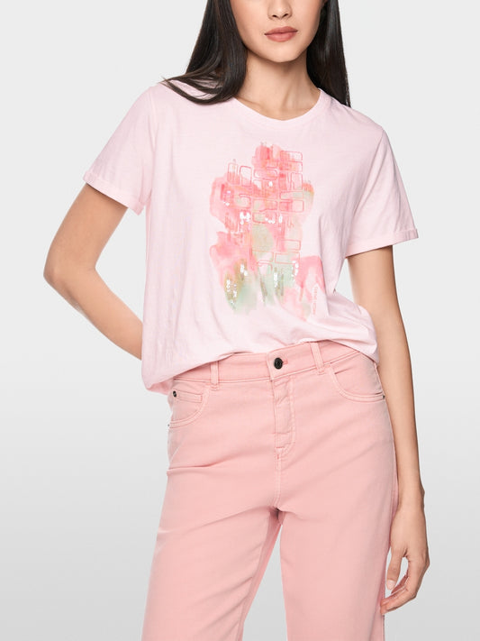 Marc Cain Sports Rosewater Short Sleeve Cotton T-shirt with Appliqué AS48.56 J62