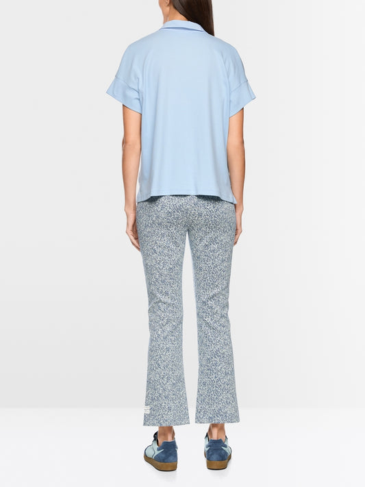 Marc Cain Sports Sky Blue Loose Fitting V-Neck with Collar Top AS55.06 J67