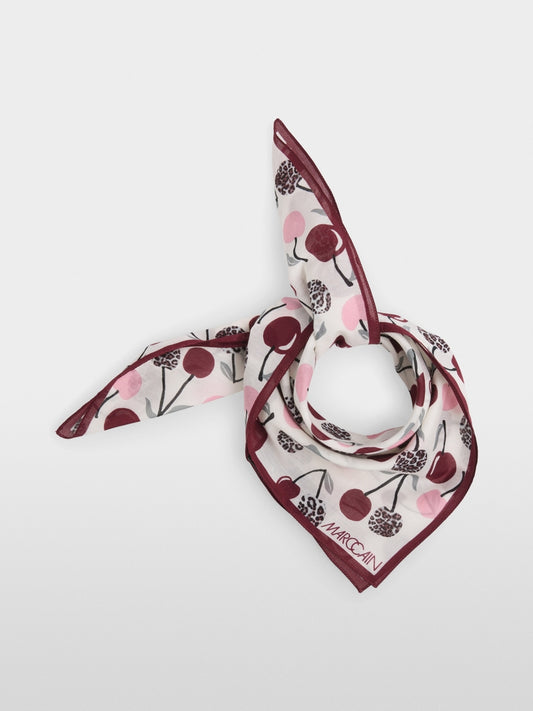 Marc Cain Maroon Lightweight Scarf with Cherry Print ASB1.01 Z15