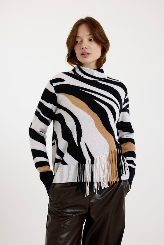 Brodie zebra fringe sweater B080