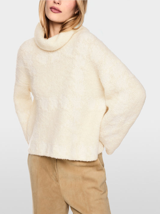 Marc Cain Off-White Chunky Knit Roll Neck Sweater