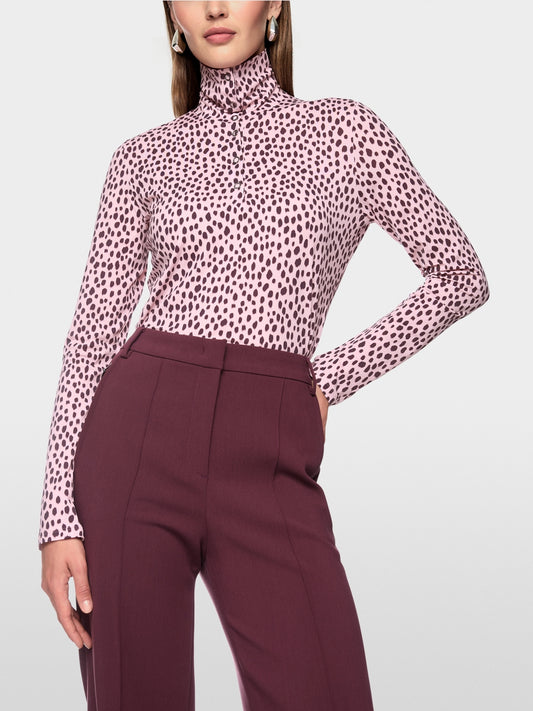 Marc Cain Pink Long-Sleeved Shirt with Polka Dot Print