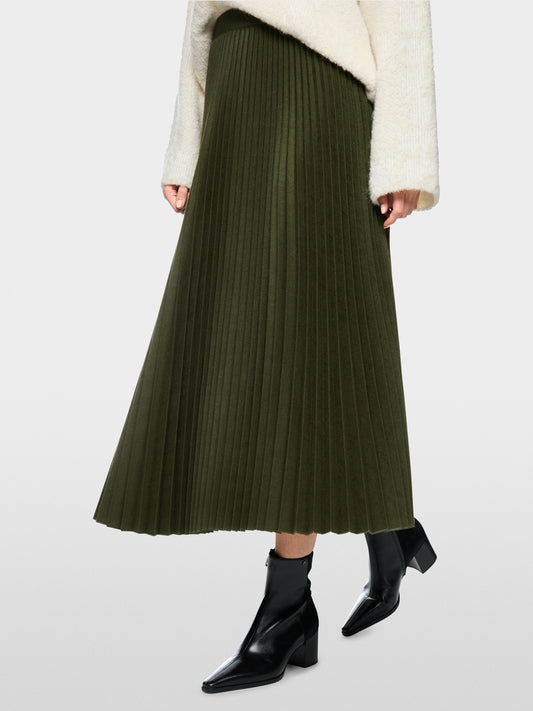 Marc Cain Forest Boiled Wool Midi Skirt