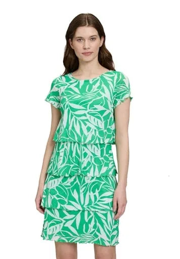 Betty Barclay green short tiered dress 1703 1255