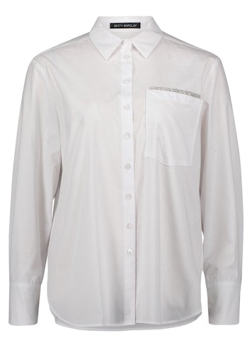Betty Barclay white long sleeve shirt with rhinestone patch pocket 8932 9555