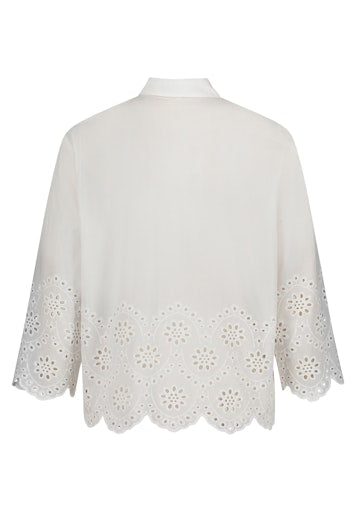 Betty Barclay White 3/4 Sleeve Broderie Anglaise Shirt