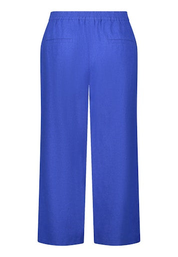 Betty Barclay Blue Linen Blend Cropped Trousers High Waist 3/4 Length