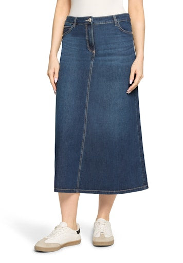 Betty Barclay Dark Denim Midi Five Pocket Skirt – Flared Fit 94781831
