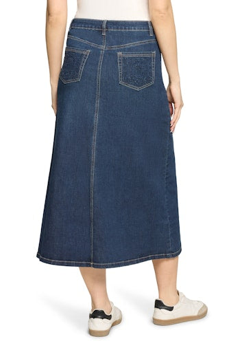 Betty Barclay Dark Denim Midi Five Pocket Skirt – Flared Fit 94781831