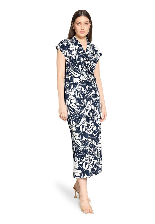 Betty Barclay Blue & White Floral Jumpsuit – 7/8 Length