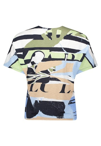 Betty Barclay Printed Short Sleeve Top, Round Neck, Rhinestone Detail