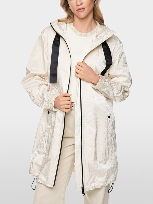 Marc Cain Sports Smoke Coloured Shiny Coat with Contrasting Details