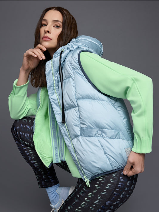 Marc Cain Sports Blue Hooded Quilted Gilet