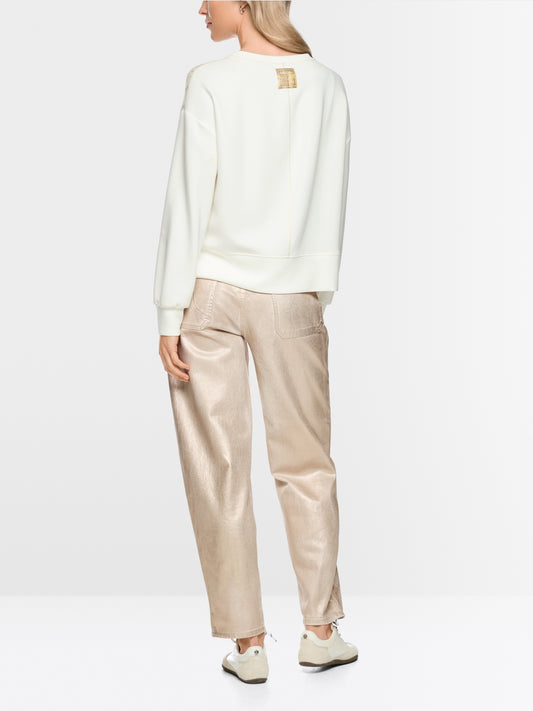 Marc Cain Sport Champagne Gold Shimmering Crew Neck Sweater