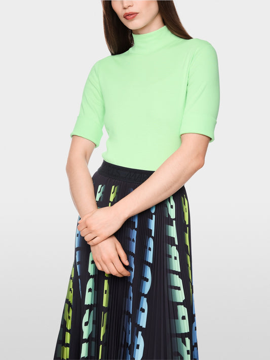 Marc Cain Green Basic T-Shirt with Stand-Up Collar