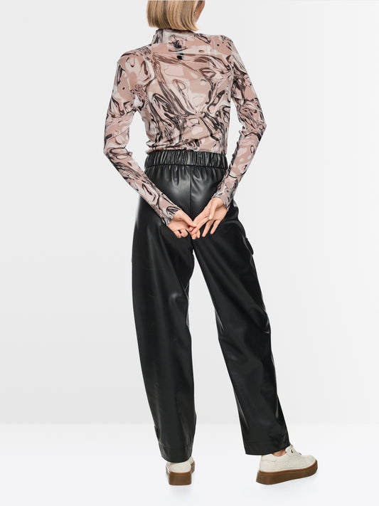 Marc Cain Sport Smoke Coloured Super-Stretch Top with Magma Print
