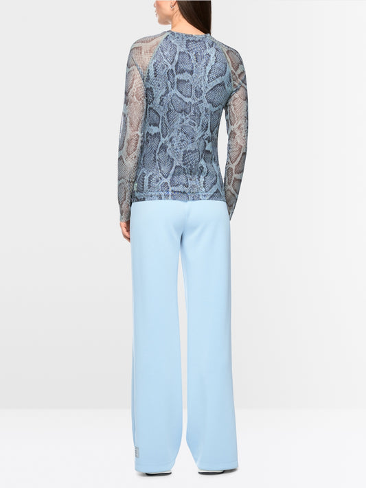 Marc Cain Sports Blue Mesh Top with Animal Print