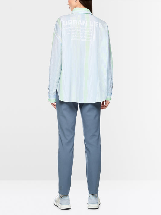 Marc Cain Sports Blue Stripe Cotton Blouse Shirt