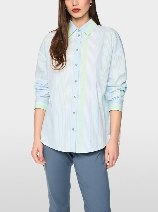 Marc Cain Sports Blue Stripe Cotton Blouse Shirt