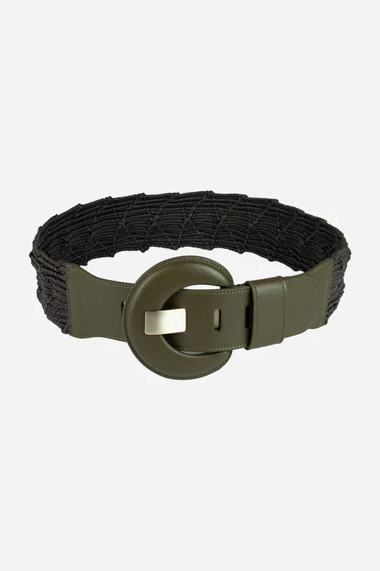 Gavazzeni Oprah Mud Leather Round Buckle Elastic Belt CA01037684