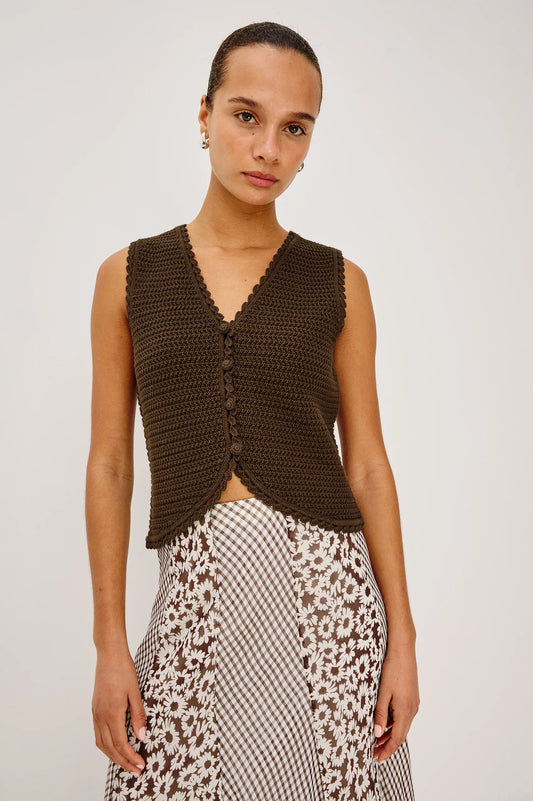 Rails Espresso Sleeveless Knit Cardigan