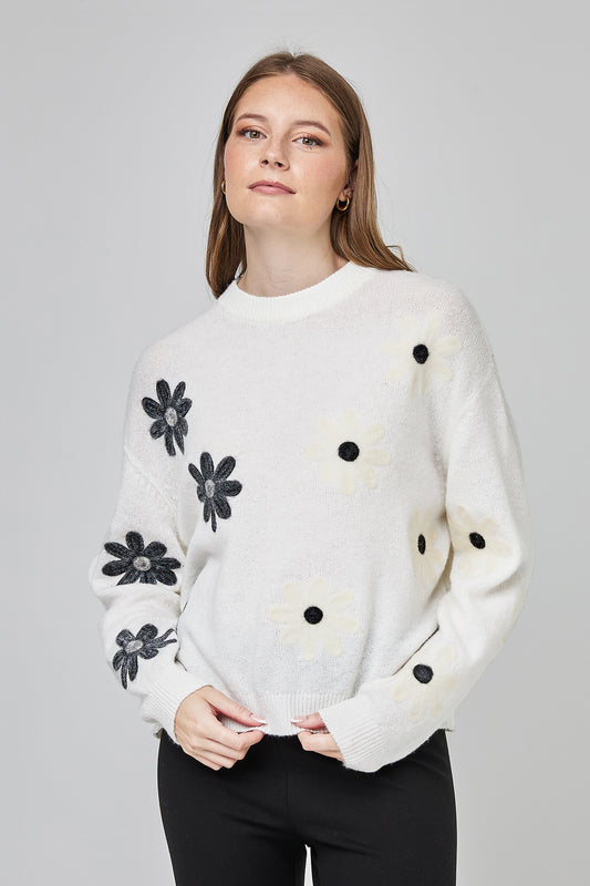 Uchuu applique flower sweater Cf25 918