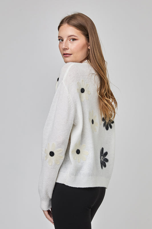 Uchuu applique flower sweater Cf25 918