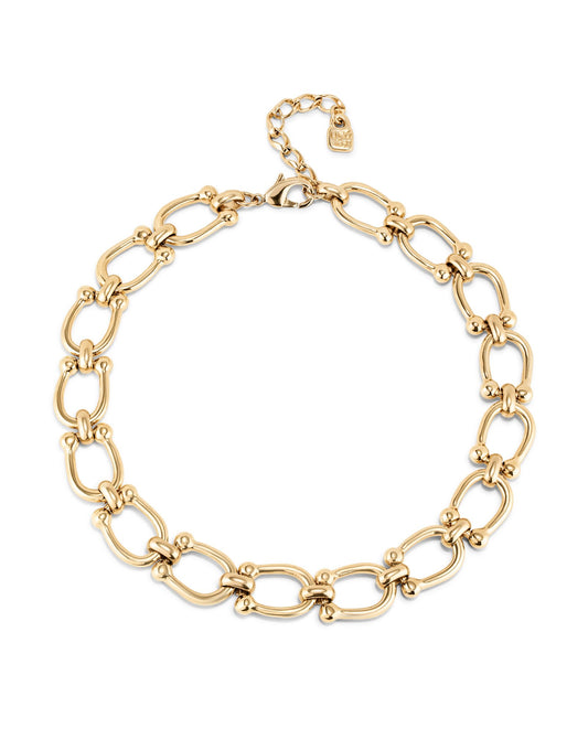 Uno de 50 Gold Short Link Chain Necklace COL1898
