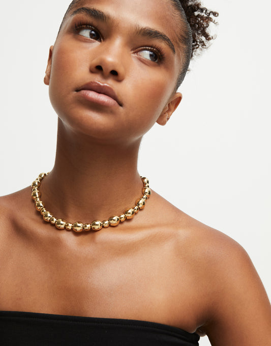 Uno de 50 Gold Beaded Short necklace COL1996