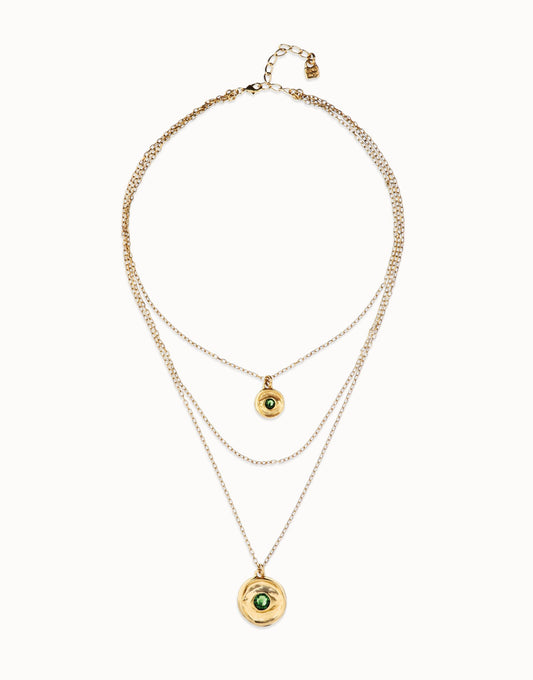 Uno de 50 Gold Multi Strand Chain Necklace with an Eye COL2042