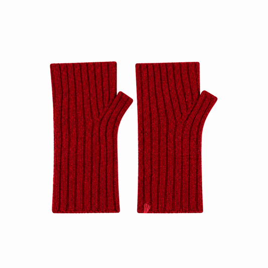 Oakwood Red Rib Knit Cashmere Mittens