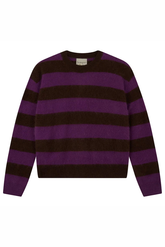 Jumper 1234 Hickory Misty Purple Stripe Crew Neck Sweater