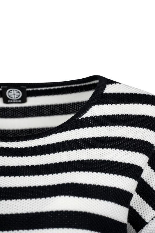 Faber Navy & White Striped 3/4 Sleeve Sweater