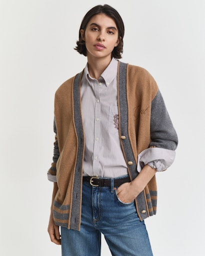 Gant whiskey brown varsity v-neck cardigan 4805422