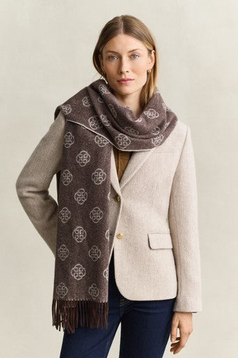 Gant Brown Monogram Wool Scarf