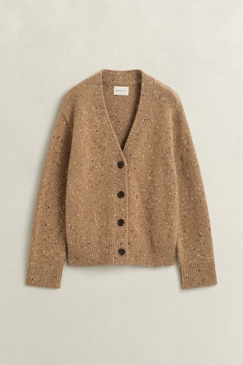 Gant Warm Khaki Wool Blend Nepps Cardigan