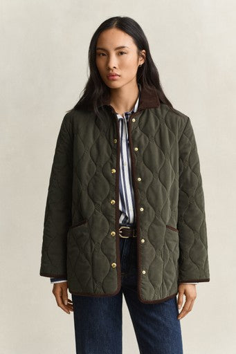 Gant Moss Green Monogram Quilted Jacket