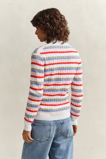 Gant Striped Cable Knit Cardigan 4800112